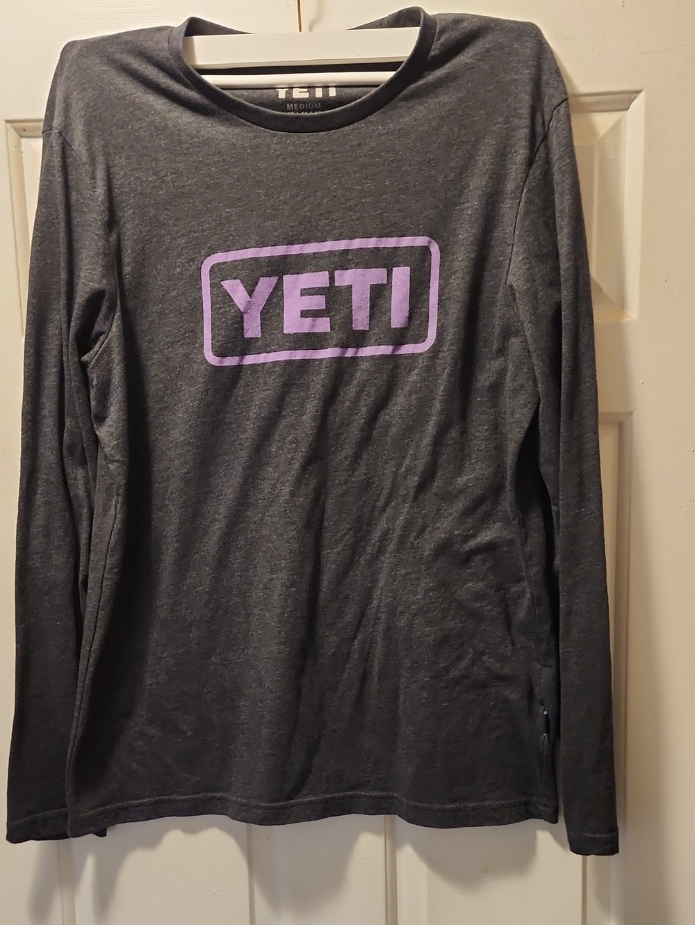 Yeti Charcoal Long Sleeve Tee with Lavender Logo